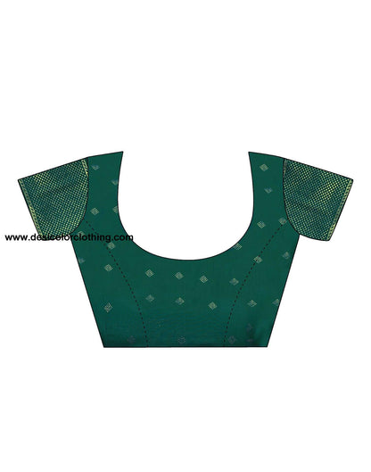 Bottle Green Printed Silk Saree