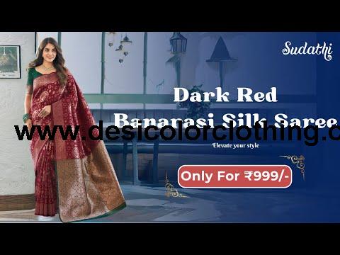 Dark Red Banarasi Silk Saree
