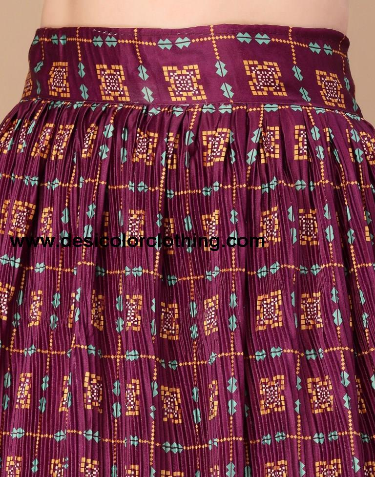 Wine Printed Lehenga Choli