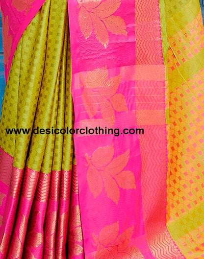 Yellow Silk Woven Saree