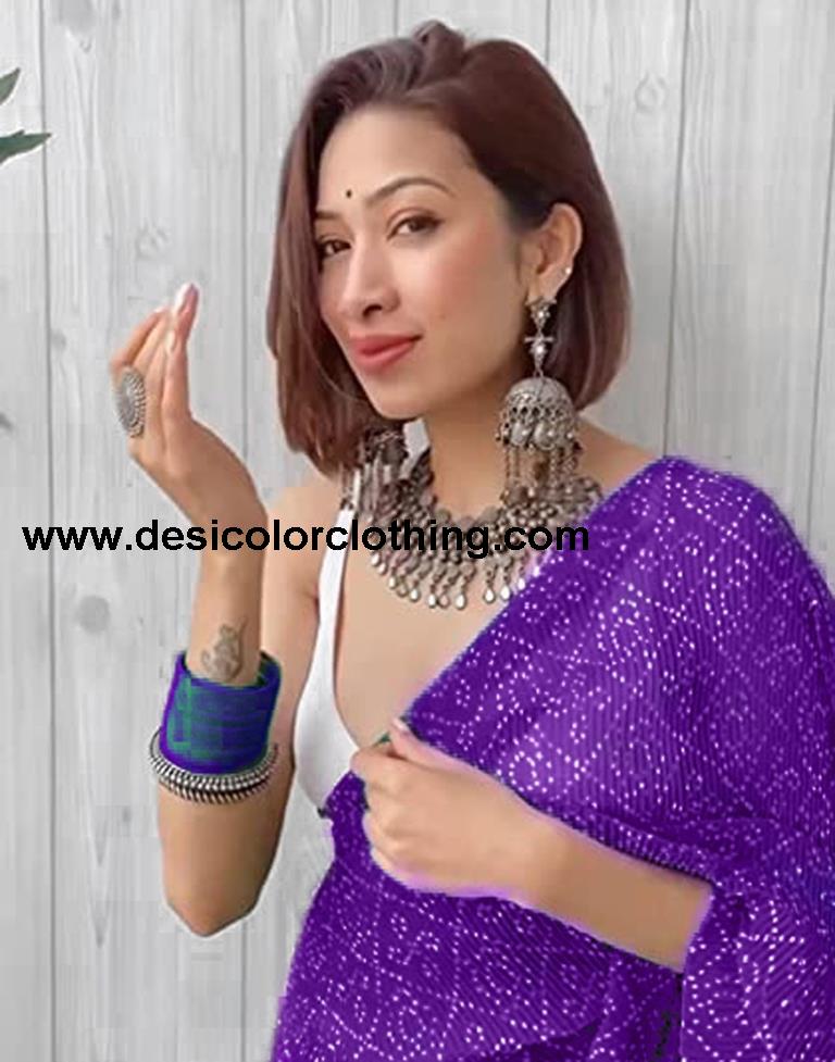 Purple Bandhani Pleated Saree