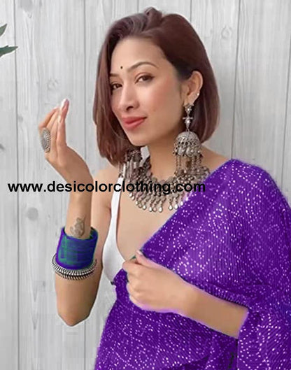 Purple Bandhani Pleated Saree