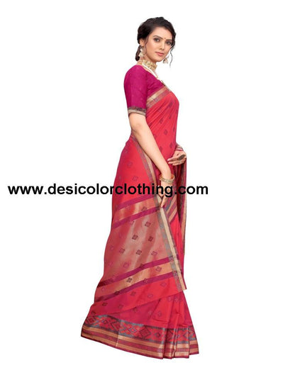Pink Coloured Poly Silk Jacquard Partywear saree