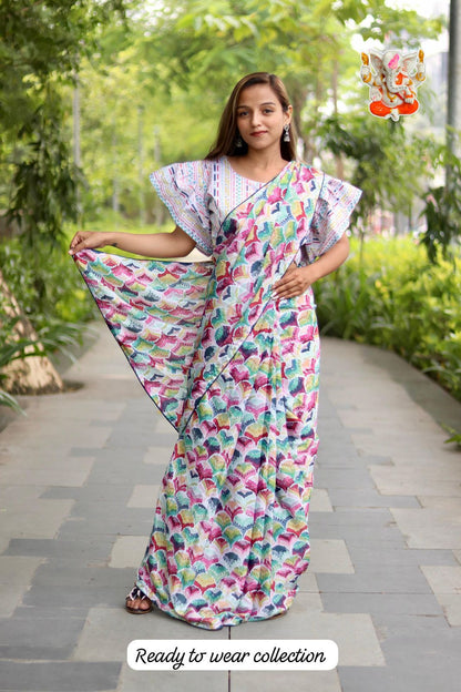 Product Image - Elegant Chinon Silk Saree - Ready to Wear Ethnic Collection