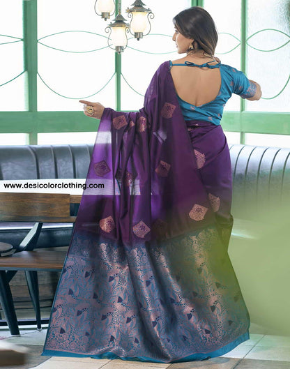 Purple Banarasi Silk Woven Saree