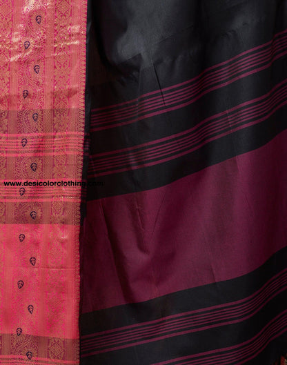 Black Silk Plain Saree