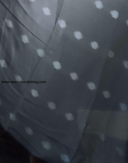 Steel Blue Plain Georgette Pre-draped Saree