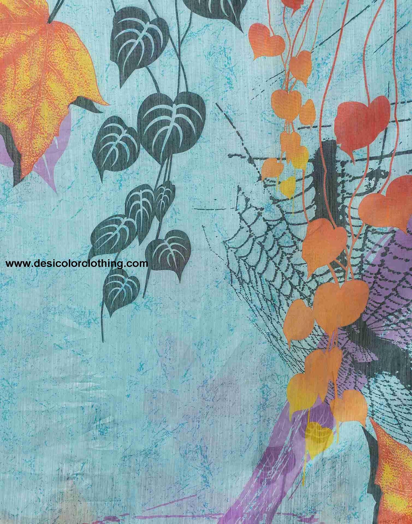 Blue Cotton Printed Saree