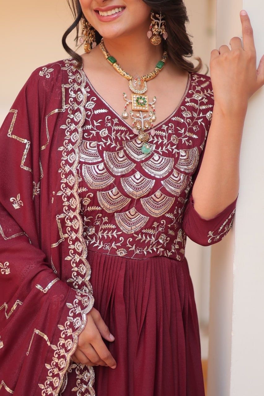 Product Image - Designer Georgette Festive Gown with Dupatta
