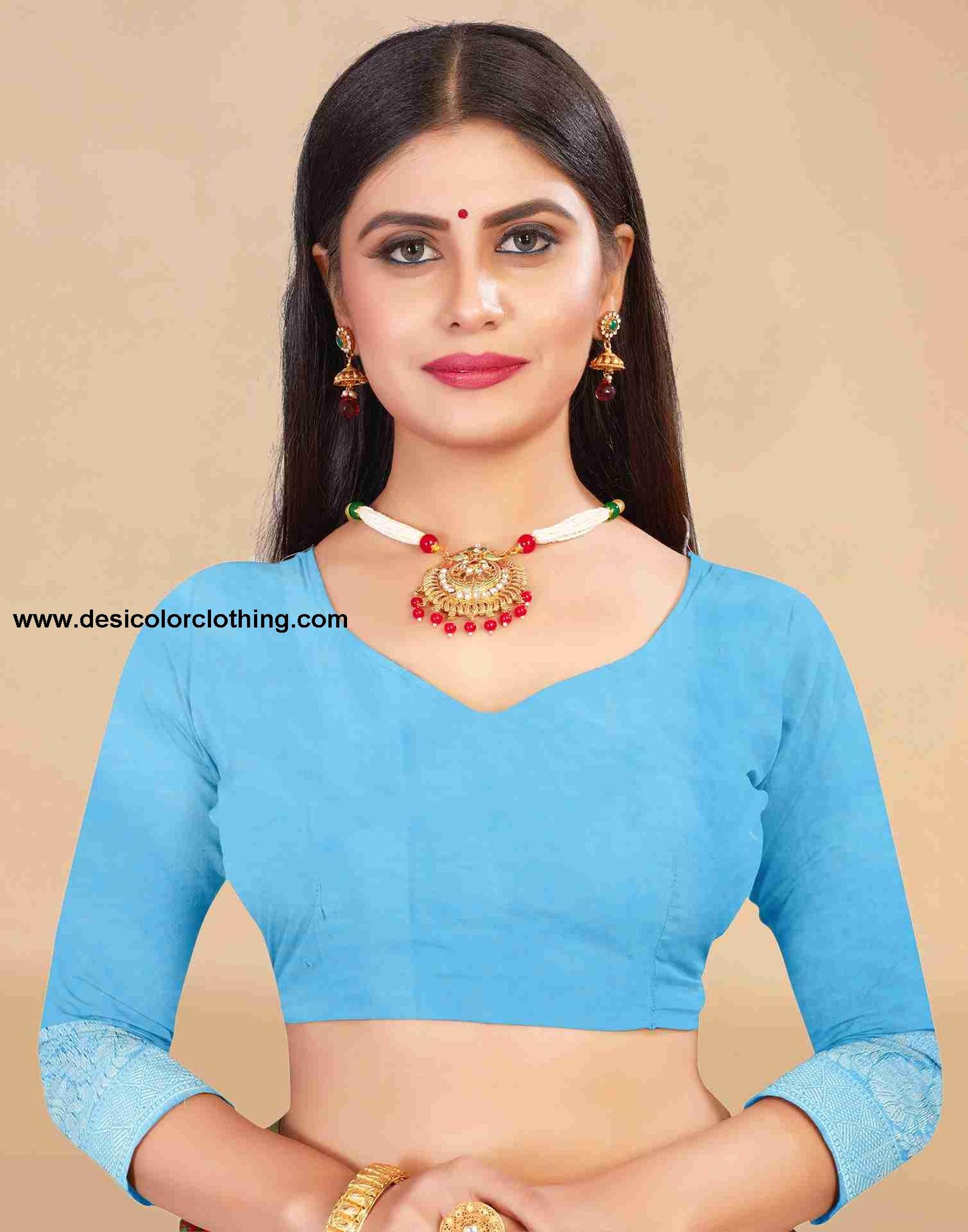 Blue Cotton Plain Saree