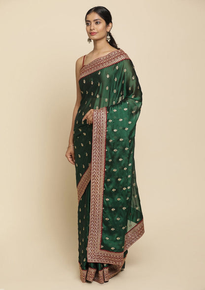 Soft Rich Pure Black Rangoli Silk