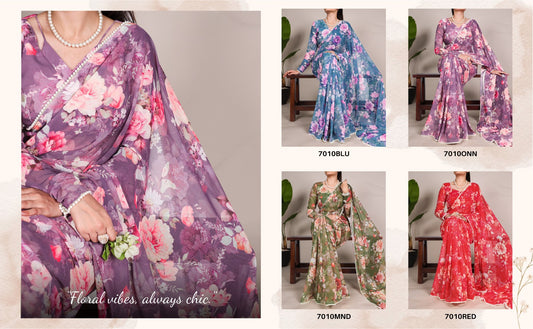 Product Image - Elegant Weightless Marbal Georgette Saree with Pearl Lace Border