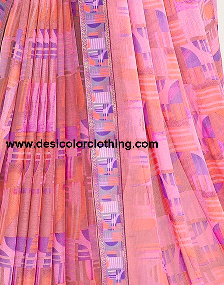 Purple Chiffon Printed Saree