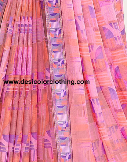 Purple Chiffon Printed Saree