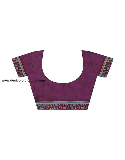 Wine Printed Chiffon Geometric Saree