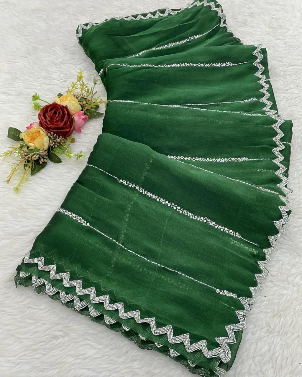 Product Image - Exquisite Zimmy Choo Designer Saree with Khatli and Hand Diamond Work