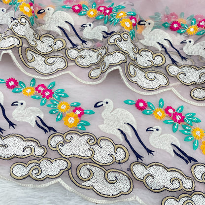 Product Image - Elegant Seqwance and Thread Work Soft Orgenza Saree