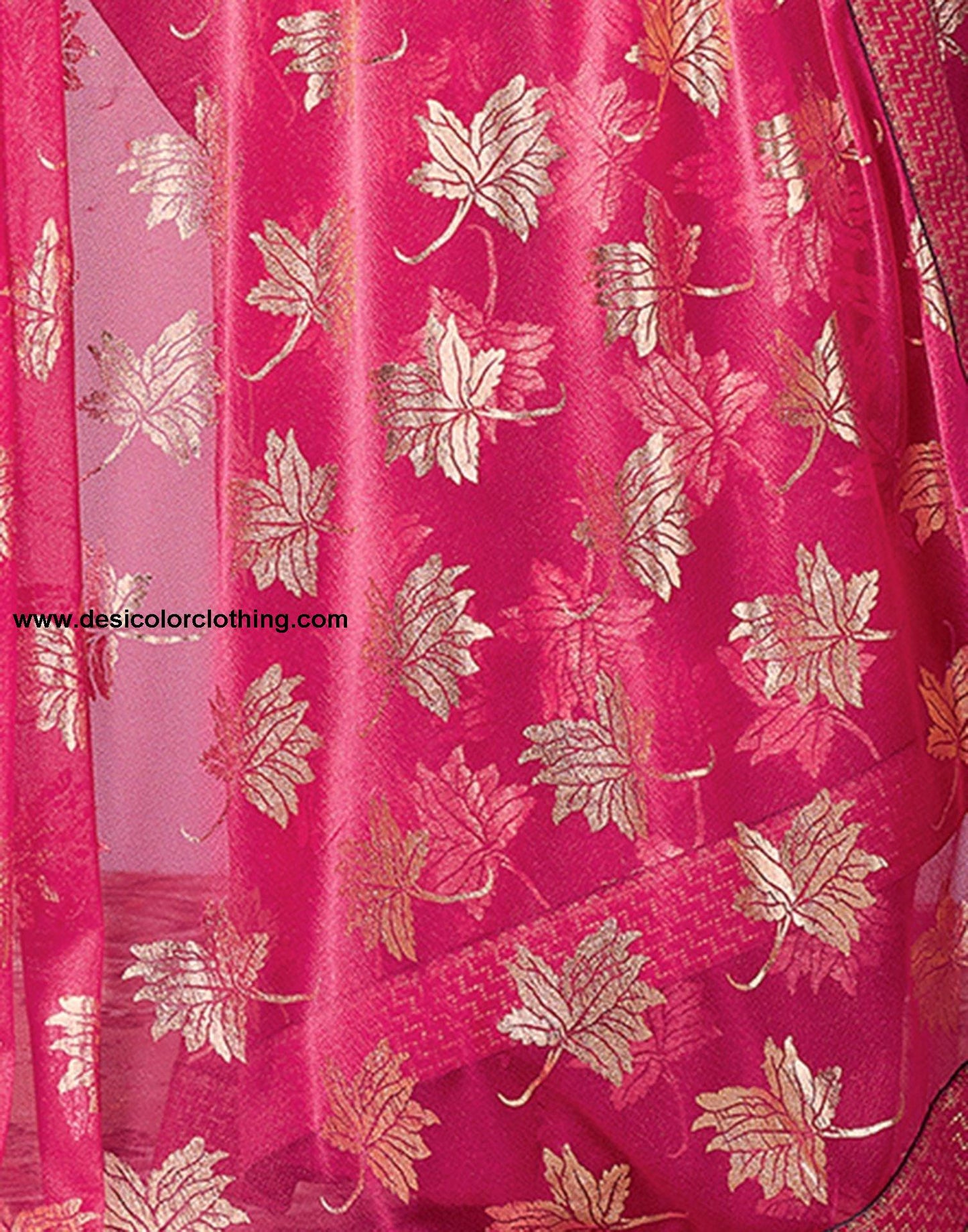 Pink Plain Lycra Saree