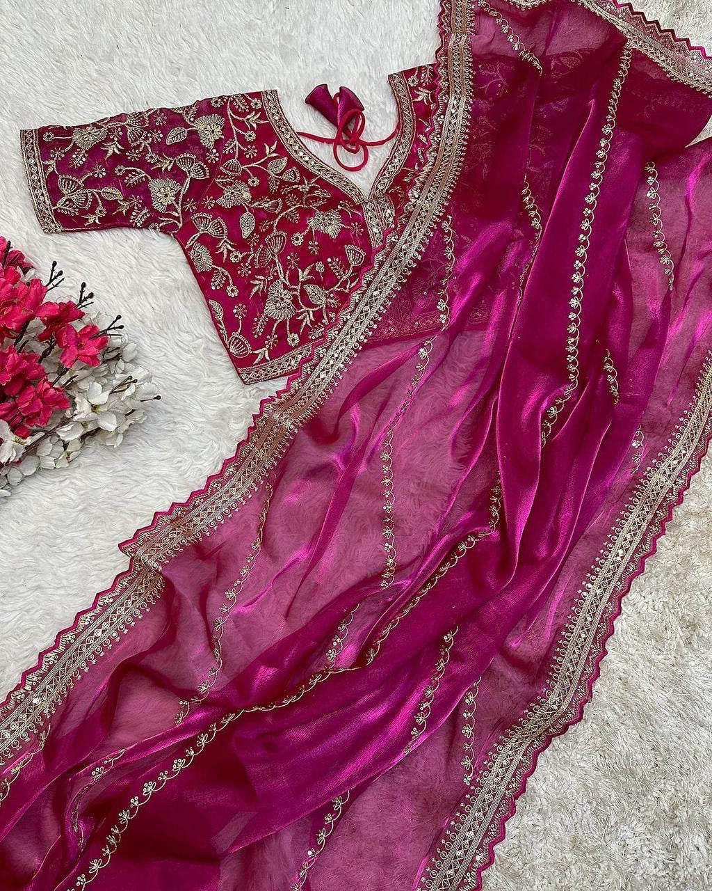 Jimmy Choo Designer Sarees with Stitched Blouse – Luxury Look