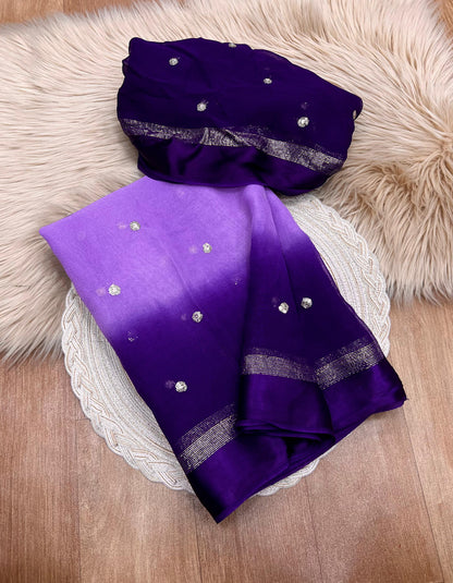 Product Image - Designer Georgette Pallu Saree with Sequins Work