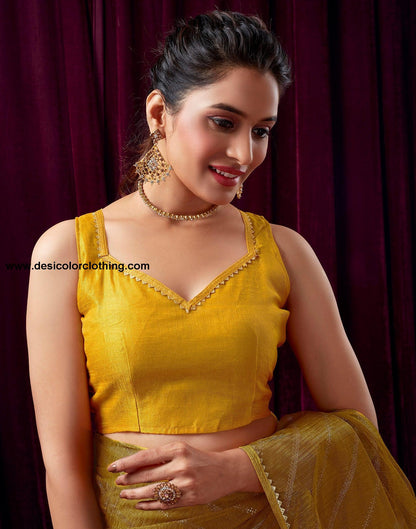 Turmeric Net Plain Saree