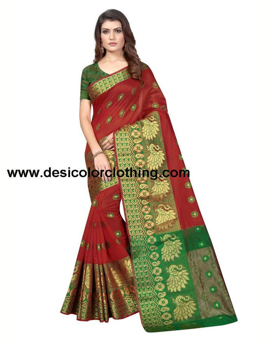 Orange Banarasi Silk Saree
