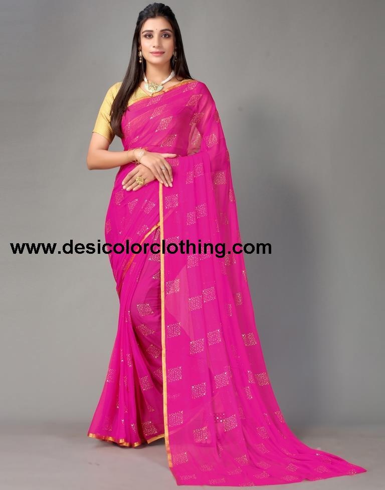 Rani Pink Chiffon Saree