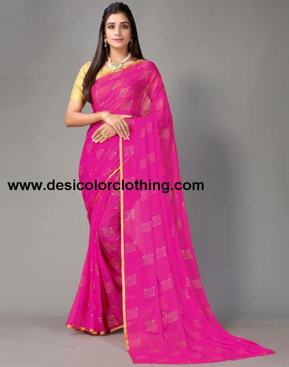 Rani Pink Chiffon Saree