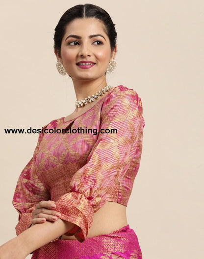 Pink Coloured Banarasi Cotton Silk Saree