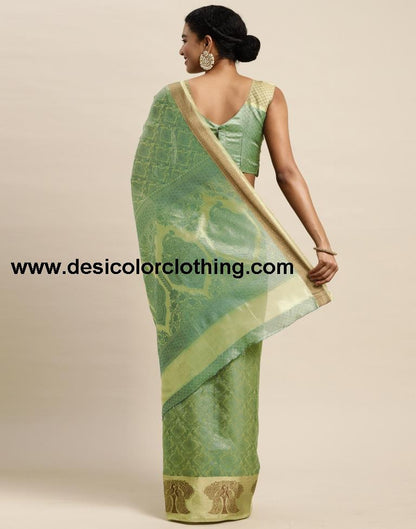 Pista Green Organza Saree