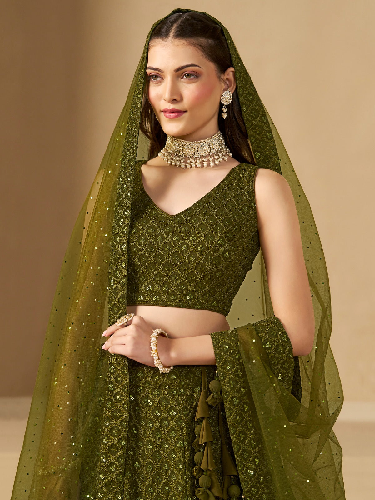 Product Image - Bridesmaid Lehenga Choli - 5124-Mehndi