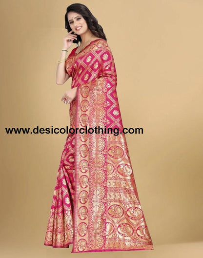 Rani Pink Banarasi Silk Saree