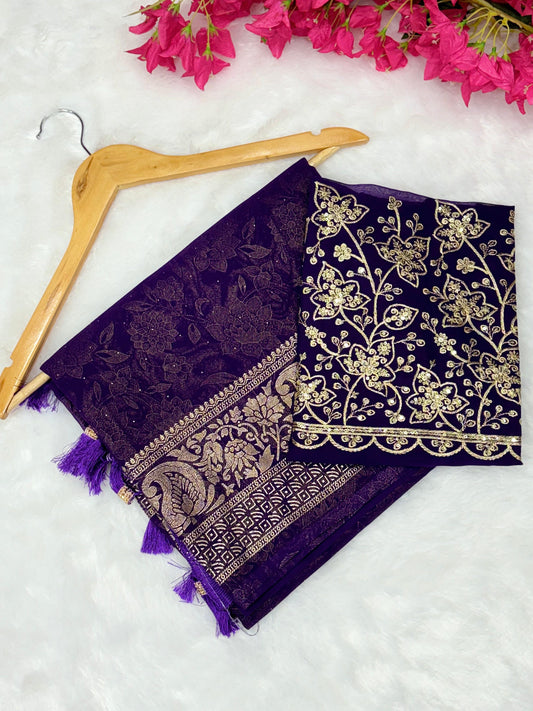 Product Image - Designer Silk Apurva Georgette Saree - Festive & Wedding Wear