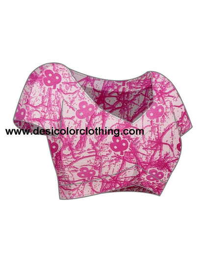 Pink Chiffon Printed Saree