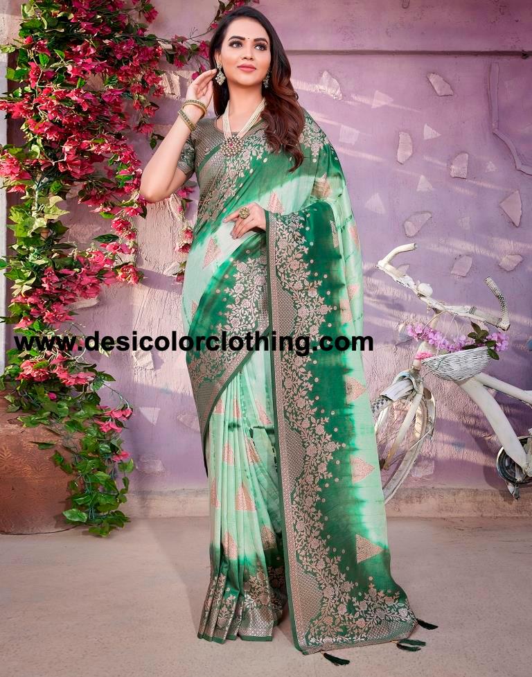 Olive Green Cotton Woven Saree