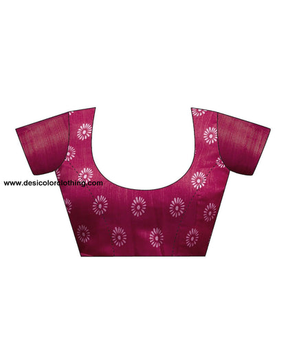 Rani Pink Cotton Printed Saree