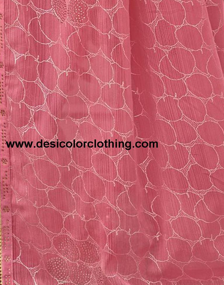 Pink Chiffon Printed Saree