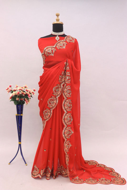 Product Image - Designer Rangoli Silk Saree with Fancy Thread & Sequence Work