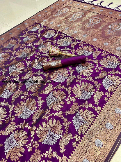 Pure Silk Saree with Minakari Work and Original Jari
