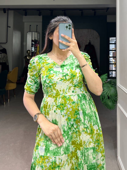 Elegant Rayon Stitched Frock - Three Layers of Endless Charm