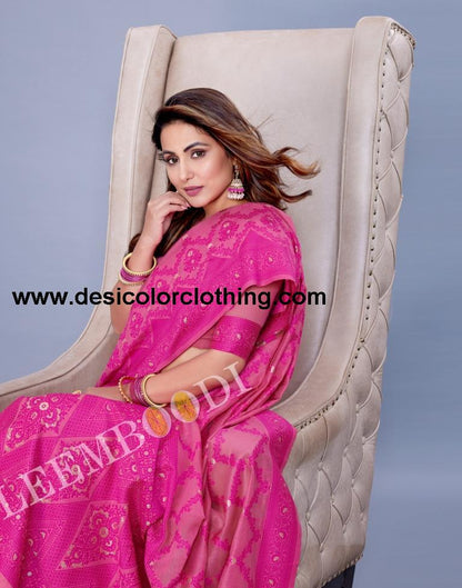 Pink Cotton Saree