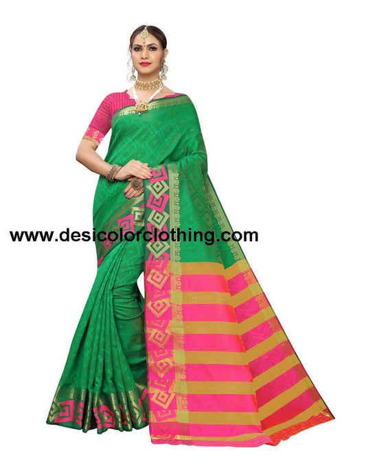 Green Banarasi Chanderi Saree
