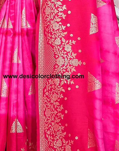 Pink Cotton Woven Saree