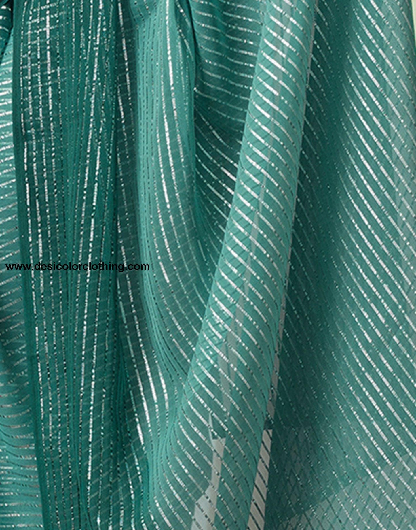 Rama Plain Georgette Pre-Draped Saree
