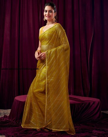 Turmeric Net Plain Saree
