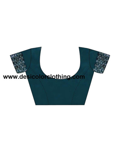 Sea Blue Georgette Plain Saree