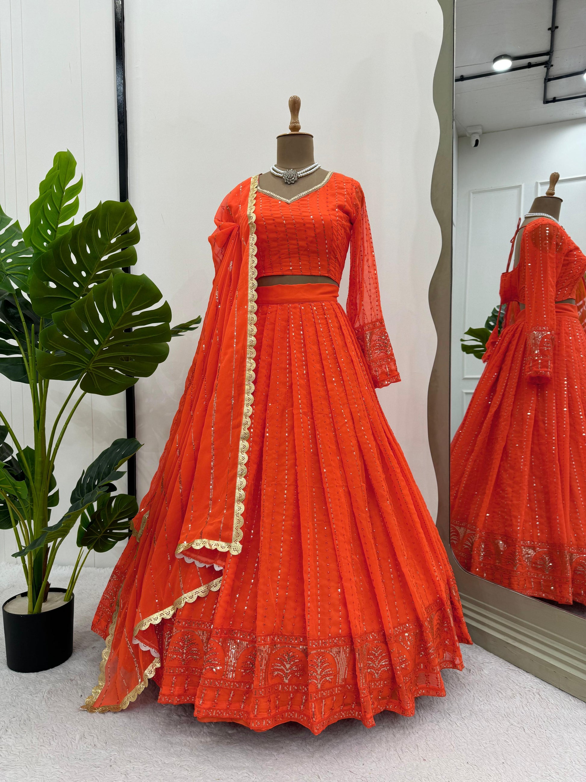Product Image - QRC-321 Lehengha Choli Set - Foux Georgette, Thread with Sequnce Work