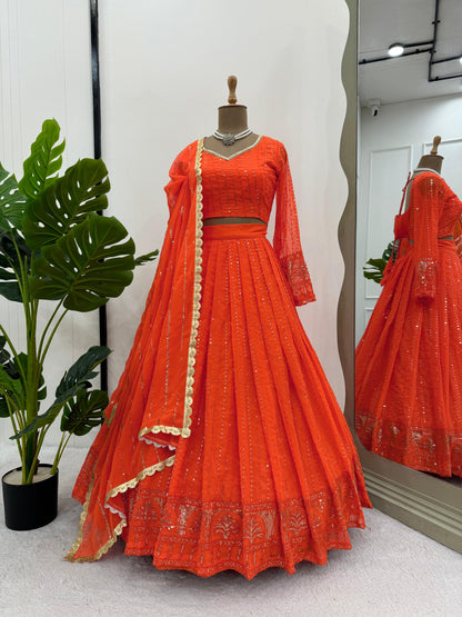 Product Image - QRC-321 Lehengha Choli Set - Foux Georgette, Thread with Sequnce Work