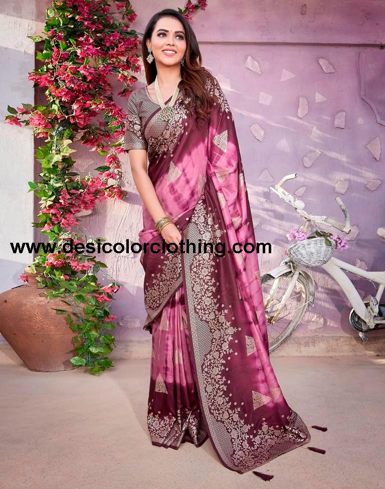 Pink Cotton Woven Saree