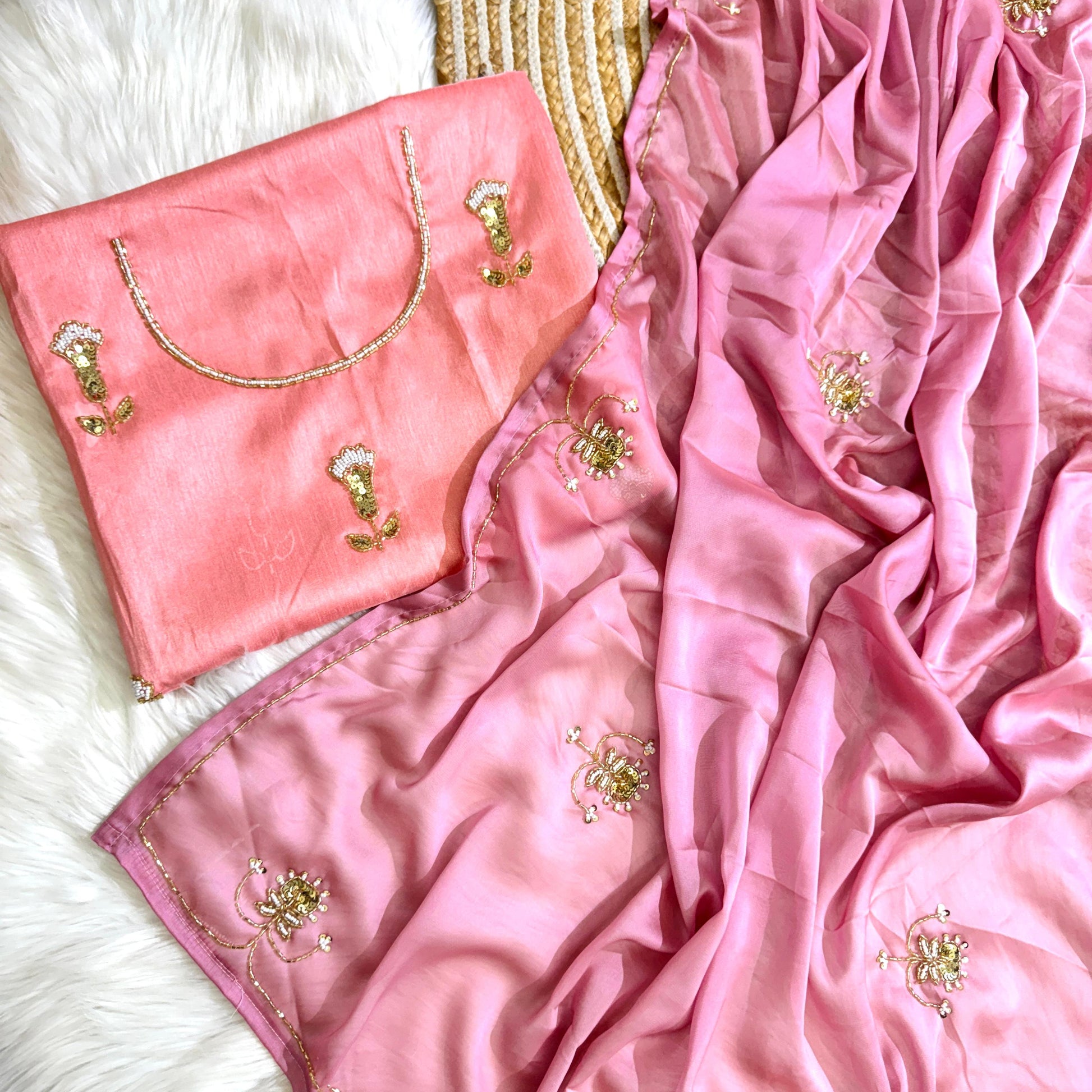 Product Image - Handcrafted Designer Silk Saree with Unstitched Silk Blouse